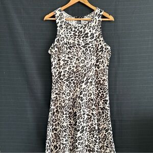 H&M Leopard Print Black Sheath Shift Tank Dress Women's Size Large Sleeveless